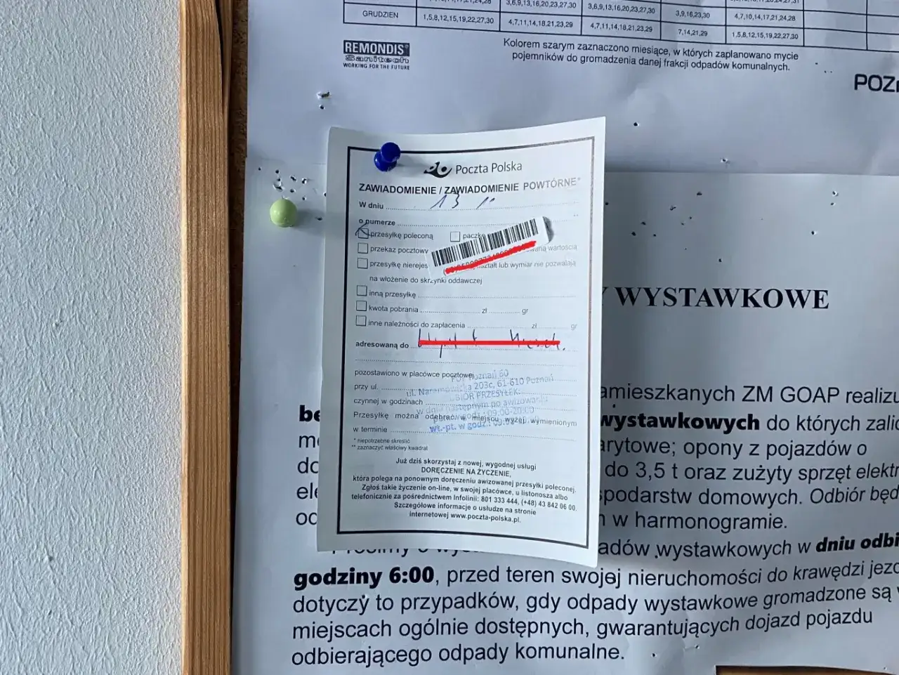 Awizo z Poczty Polskiej informuje, że przesyłkę można odebrać w terminie 7 dni od daty otrzymania.